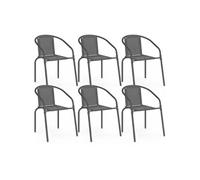 IDMarket - Lot de 6 chaises de jardin Thelma métal et textilène empilables Gris anthracite