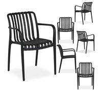 Lot de 6 Chaises de jardin Tulipano noir empilables 55 x 82 x 59 cm résistantes aux intempéries et aux UV