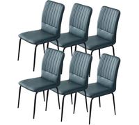 Lot de 6 chaises de salle à manger à dossier haut rembourrées avec pieds en métal robustes pour décoration d'intérieur moderne Vert