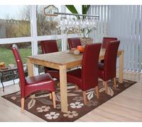 lot de 6 chaises de salle à manger Chaise de cuisine Chaise Latina, CUIR ~ rouge, pieds clairs