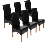 lot de 6 chaises de salle à manger Chaise de cuisine Latina, CUIR ~ noir, pieds clairs