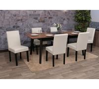 lot de 6 chaises de salle à manger Chaise de cuisine Littau ~ cuir, blanc, pieds foncés