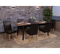 lot de 6 chaises de salle à manger Chaise de cuisine Littau ~ cuir, marron, pieds clairs