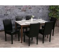 lot de 6 chaises de salle à manger Chaise de cuisine Littau ~ cuir, noir, pieds foncés