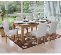 Lot De 6 Chaises De Séjour Littau Simili-Cuir, Blanc Mat, Pieds Clairs Multicolore