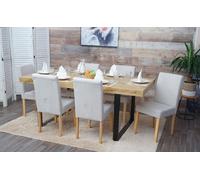 Lot de 6 chaises de salle à manger Chaise de cuisine Littau textile, crème-beige, pieds clairs