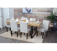 Lot de 6 chaises de salle à manger Chaise de cuisine Littau textile, crème-beige, pieds foncés