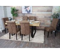 Lot De 6 Chaises De Salle À Manger Chesterfield Ii, Chaise De Cuisine, Rivets Tissu/Textile Marron, Pieds Foncés Multicolore