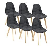 Lot de 6 Chaises de Salle à Manger Design Sièges Rembourrés Polyester Pieds en Bois de Hêtre 86 x 53 x 47 cm Noir