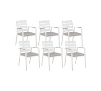 Lot de 6 Chaises de Salle à Manger d'Extérieur en Aluminium Gris avec Couss