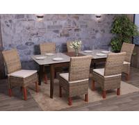 Lot De 6 Chaises M44 Salle À Manger, Rotin Kubu/Bois, 47x52x97cm Avec Coussins Multicolore