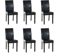 Lot de 6 chaises de salle à manger en simili cuir noir - Mobilier Tendances