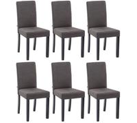 Lot de 6 chaises de salle à manger en tissu gris foncé pieds noirs Mobilier Tendances - Contemporain - Mya