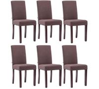 Lot de 6 chaises de salle à manger en tissu marron - Mobilier Tendances - Mya