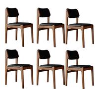 Lot de 6 chaises de salle à manger ergonomiques modernes du milieu du siècle, rembourrées en cuir synthétique résistant aux rayures, cadre en bois de chêne pour la décoration de la cuisine e