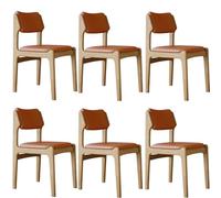 Lot de 6 chaises de salle à manger ergonomiques modernes du milieu du siècle, rembourrées en cuir synthétique résistant aux rayures, cadre en bois de chêne pour la décoration de la cuisine e