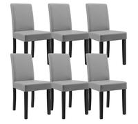 [en.casa] Lot de 6 Chaises Rembourrées de Salle à Manger Siège Confortable Résistant Design Moderne pour Cuisine Salon Bureau Pieds en Bois Massif Revêtement Similicuir Gris Clair 89 x 43 x 54 cm