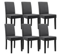 Lot de 6 chaises de salle à manger Hamburg similicuir gris foncé EN.CASA