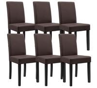 [en.casa] Lot de 6 Chaises Rembourrées de Salle à Manger Siège Confortable Résistant Design Moderne pour Cuisine Salon Bureau Pieds en Bois Massif Revêtement Similicuir Marron 89 x 43 x 54 cm