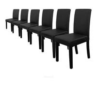 [en.casa] Lot de 6 Chaises Rembourrées de Salle à Manger Siège Confortable Résistant Design Moderne pour Cuisine Salon Bureau Pieds en Bois Massif Revêtement Similicuir Noir 89 x 43 x 54 cm