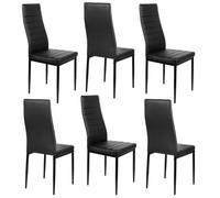 Lot de 6 Chaises de Salle à Manger Haut Dossier - Simili noir 48*42*97 cm
