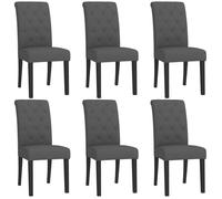 HOMCOM Lot de 6 chaises de Salle à Manger Chaise de cuicine Grand Confort Pieds en Bois Lin 47 x 61 x 101 cm Gris foncé