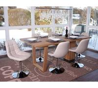 lot de 6 chaises de salle à manger HWC-A60, chaise pivotante, chrome ~ similicuir crème