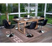 lot de 6 chaises de salle à manger HWC-A60, chaise pivotante, chrome ~ similicuir noir