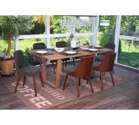 lot de 6 chaises de salle à manger HWC-A75, chaise visiteur de cuisine, aspect noyer bois courbé ~ textile gris
