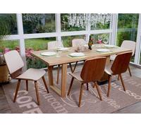 6x Chaise De Salle À Manger Hwc-B16, Bois Courbé, Rétro, Aspect Noyer Similicuir Crème Beige