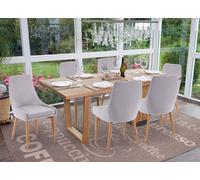 lot de 6 chaises de salle à manger HWC-B44 II, chaise de cuisine rétro design ~ tissu/textile gris