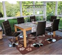 lot de 6 chaises de salle à manger HWC-C41, chaise de cuisine, hauteur réglable pivotante, similicuir FSC®- ~ marron