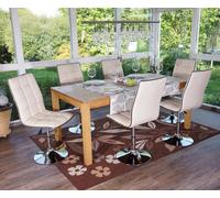 lot de 6 chaises de salle à manger HWC-C41, chaise de cuisine, hauteur réglable pivotante, similicuir FSC®- ~ crème