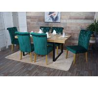 Lot De 6 Chaises De Salle À Manger Hwc-D22, Chaise De Cuisine, Rivets Velours Vert Foncé, Pieds Dorés Multicolore