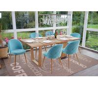 lot de 6 chaises de salle à manger HWC-D53, chaise de cuisine, design rétro années 50 velours ~ turquoise