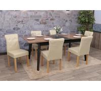 lot de 6 chaises de salle à manger HWC-E58, chaise de salle à manger ~ similicuir crème, pieds clairs