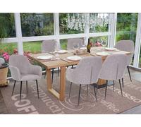 Lot de 6 chaises de salle à manger MENDLER HWC-F18 tissu/textile gris pieds noirs Gris