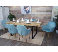lot de 6 chaises de salle à manger HWC-F18, chaise de cuisine, design rétro ~ velours menthe, pieds dorés