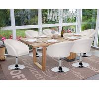 lot de 6 chaises de salle à manger HWC-F19, chaise de cuisine pivotante Loungesessel, pivotante réglable en hauteur ~ similicuir blanc