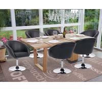 lot de 6 chaises de salle à manger HWC-F19, chaise de cuisine pivotante Loungesessel, pivotante réglable en hauteur ~ similicuir noir