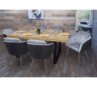 lot de 6 chaises de salle à manger HWC-G48, chaise de cuisine rembourrée, similicuir velours avec accoudoirs MVG- ~ gris