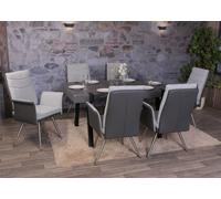 6x Chaise De Salle À Manger Hwc-G54, Chaise Avec Accoudoir, Textile/Similicuir Acier Inoxydable Brossé Gris Gris
