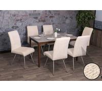Mendler Lot de 6 chaises de Salle à Manger HWC-G55 Chenille Oeko-Tex crème