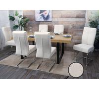 Lot De 6 Chaises De Salle À Manger Hwc-G56, Chaise De Cuisine Cantilever Chaise Inclinable, Métal Tissu/Textile Chenille Crème Multicolore