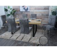 Lot De 6 Chaises De Salle À Manger Hwc-G56, Chaise De Cuisine Cantilever Chaise Inclinable, Métal Tissu/Textile Chenille Gris Foncé Multicolore