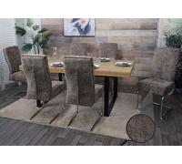 Lot De 6 Chaises De Salle À Manger Hwc-G56, Chaise De Cuisine Cantilever, Métal Tissu/Textile Chenille Brun Multicolore