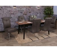 lot de 6 chaises de salle à manger HWC-G56, chaise de cuisine cantilever, textile aspect daim ~ gris