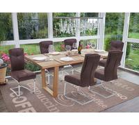 lot de 6 chaises de salle à manger HWC-G56, chaise de cuisine cantilever, textile aspect daim ~ marron