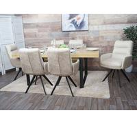 Lot De 6 Chaises De Salle À Manger Hwc-G66, Chaise De Cuisine Pivotante Auto-Position Tissu/Textile Crème, Avec Accoudoirs Multicolore