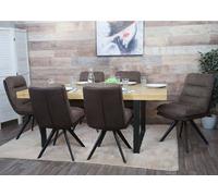 Lot De 6 Chaises De Salle À Manger Hwc-G66, Chaise De Cuisine Chaise, Pivotante Auto-Position Tissu/Textile Brun-Brun Foncé Multicolore